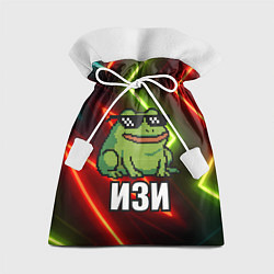 Мешок для подарков Изи - лягушка мем в пиксельных очках, цвет: 3D-принт