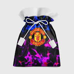 Мешок для подарков Манчестер Юнайтед огонь неон, цвет: 3D-принт