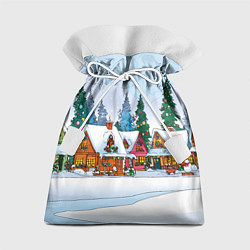 Мешок для подарков Новогодник дворик, цвет: 3D-принт