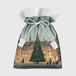 Мешок для подарков Новогодняя елка во дворе, цвет: 3D-принт