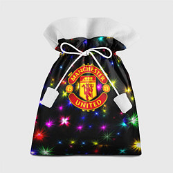 Мешок для подарков Манчестер Юнайтед праздничные огни, цвет: 3D-принт