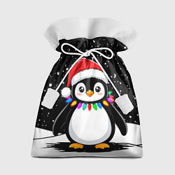Мешок для подарков Пингвин в шапке Санты, цвет: 3D-принт