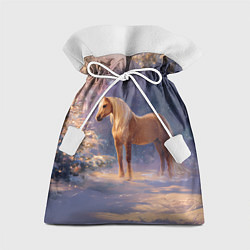 Мешок для подарков Лошадка в новогоднем лесу, цвет: 3D-принт