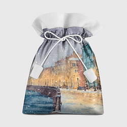 Мешок для подарков Санкт-Петербург - снегопад, цвет: 3D-принт