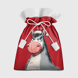 Мешок для подарков Недовольная новогодняя лошадь, цвет: 3D-принт