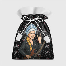 Мешок для подарков Снегурочка с гитарой - Рок, цвет: 3D-принт
