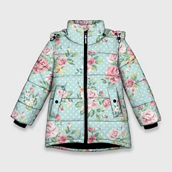 Зимняя куртка для девочки Цветы ретро 1