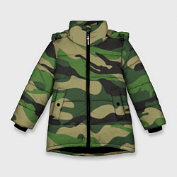 Куртка зимняя для девочки Камуфляж: хаки/зеленый, цвет: 3D-черный