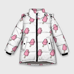 Куртка зимняя для девочки Мороженое розовое, цвет: 3D-светло-серый