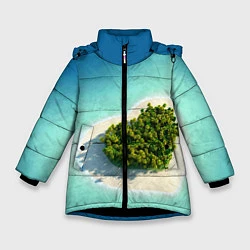 Куртка зимняя для девочки Остров, цвет: 3D-черный
