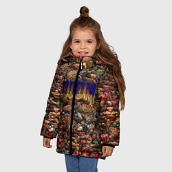 Куртка зимняя для девочки DOOM: Pixel Monsters, цвет: 3D-черный — фото 2