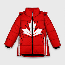 Куртка зимняя для девочки Сборная Канады: домашняя форма, цвет: 3D-черный