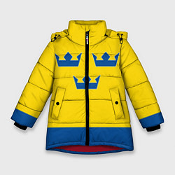 Куртка зимняя для девочки Сборная Швеции: домашняя форма, цвет: 3D-красный
