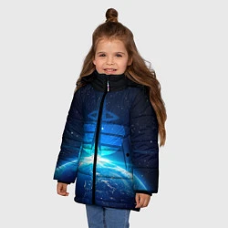 Куртка зимняя для девочки Космические войска, цвет: 3D-светло-серый — фото 2