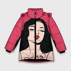 Куртка зимняя для девочки Воздушный поцелуй, цвет: 3D-черный