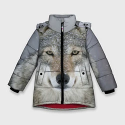 Куртка зимняя для девочки Милый волк, цвет: 3D-красный