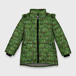 Куртка зимняя для девочки Грустные лягушки, цвет: 3D-светло-серый