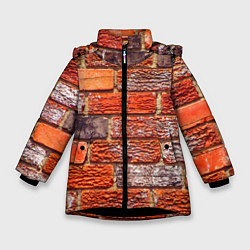 Куртка зимняя для девочки Кирпичи, цвет: 3D-черный