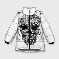 Куртка зимняя для девочки Череп, цвет: 3D-светло-серый