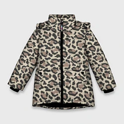 Куртка зимняя для девочки Шкура леопарда, цвет: 3D-черный