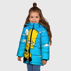 Куртка зимняя для девочки Задумчивый Барт, цвет: 3D-черный — фото 2