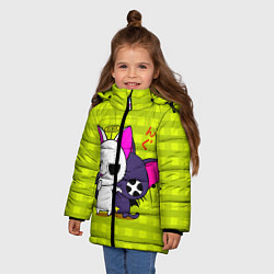 Куртка зимняя для девочки Аниме котики, цвет: 3D-светло-серый — фото 2