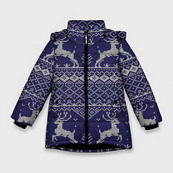 Куртка зимняя для девочки Олени, цвет: 3D-черный