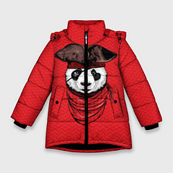 Куртка зимняя для девочки Панда пират, цвет: 3D-черный