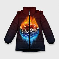 Куртка зимняя для девочки Огонь против воды, цвет: 3D-черный