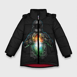 Куртка зимняя для девочки Космос внутри, цвет: 3D-красный