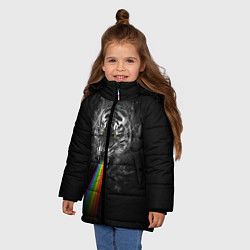 Куртка зимняя для девочки Космический тигр, цвет: 3D-светло-серый — фото 2