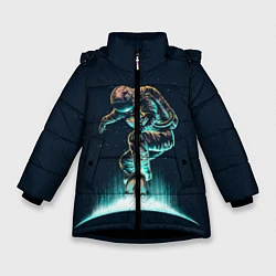 Куртка зимняя для девочки Планетарный скейтбординг, цвет: 3D-черный