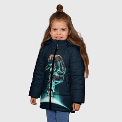 Куртка зимняя для девочки Планетарный скейтбординг, цвет: 3D-черный — фото 2