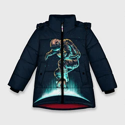 Куртка зимняя для девочки Планетарный скейтбординг, цвет: 3D-красный