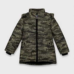 Куртка зимняя для девочки Камуфляж рыбака, цвет: 3D-черный