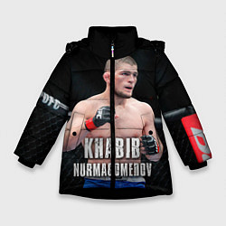 Куртка зимняя для девочки Хабиб Нурмагомедов, цвет: 3D-черный