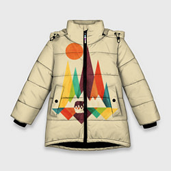 Куртка зимняя для девочки Медведь в горах, цвет: 3D-черный