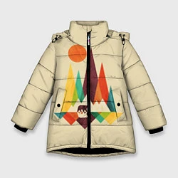 Куртка зимняя для девочки Медведь в горах, цвет: 3D-черный