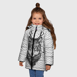 Куртка зимняя для девочки Рогатый волк, цвет: 3D-светло-серый — фото 2