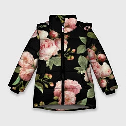 Куртка зимняя для девочки TOP Roses, цвет: 3D-светло-серый