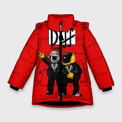 Куртка зимняя для девочки Daff Punk, цвет: 3D-черный
