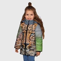 Куртка зимняя для девочки Грустный леопард, цвет: 3D-черный — фото 2