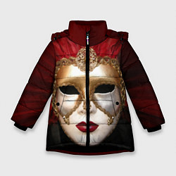 Куртка зимняя для девочки Венецианская маска, цвет: 3D-черный