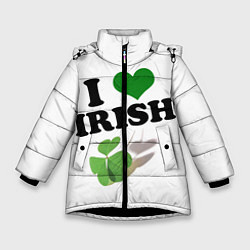 Куртка зимняя для девочки Ireland, I love Irish, цвет: 3D-черный