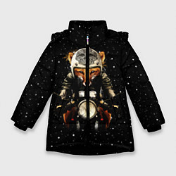 Куртка зимняя для девочки Лис байкер, цвет: 3D-черный