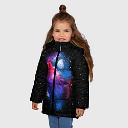 Куртка зимняя для девочки Воющий волк, цвет: 3D-светло-серый — фото 2