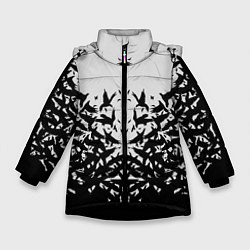 Куртка зимняя для девочки Птичий вихрь, цвет: 3D-черный