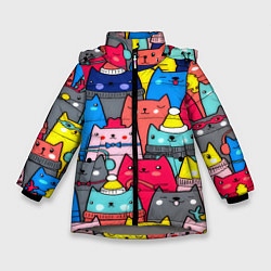 Куртка зимняя для девочки Отряд котиков, цвет: 3D-светло-серый