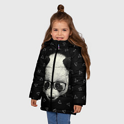 Куртка зимняя для девочки Умная панда, цвет: 3D-черный — фото 2