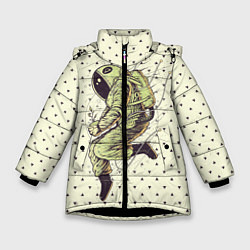 Куртка зимняя для девочки Зеленая миссия, цвет: 3D-черный